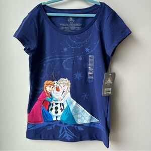 Disney Frozen Cobalt Blue T-Shirt w/ Elsa, Anna, & Olaf Hugs
